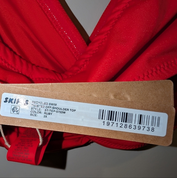 SKIMS Signature Swim Off The Shoulder Bikini Top Ruby Red 3X - Picture 4 of 6